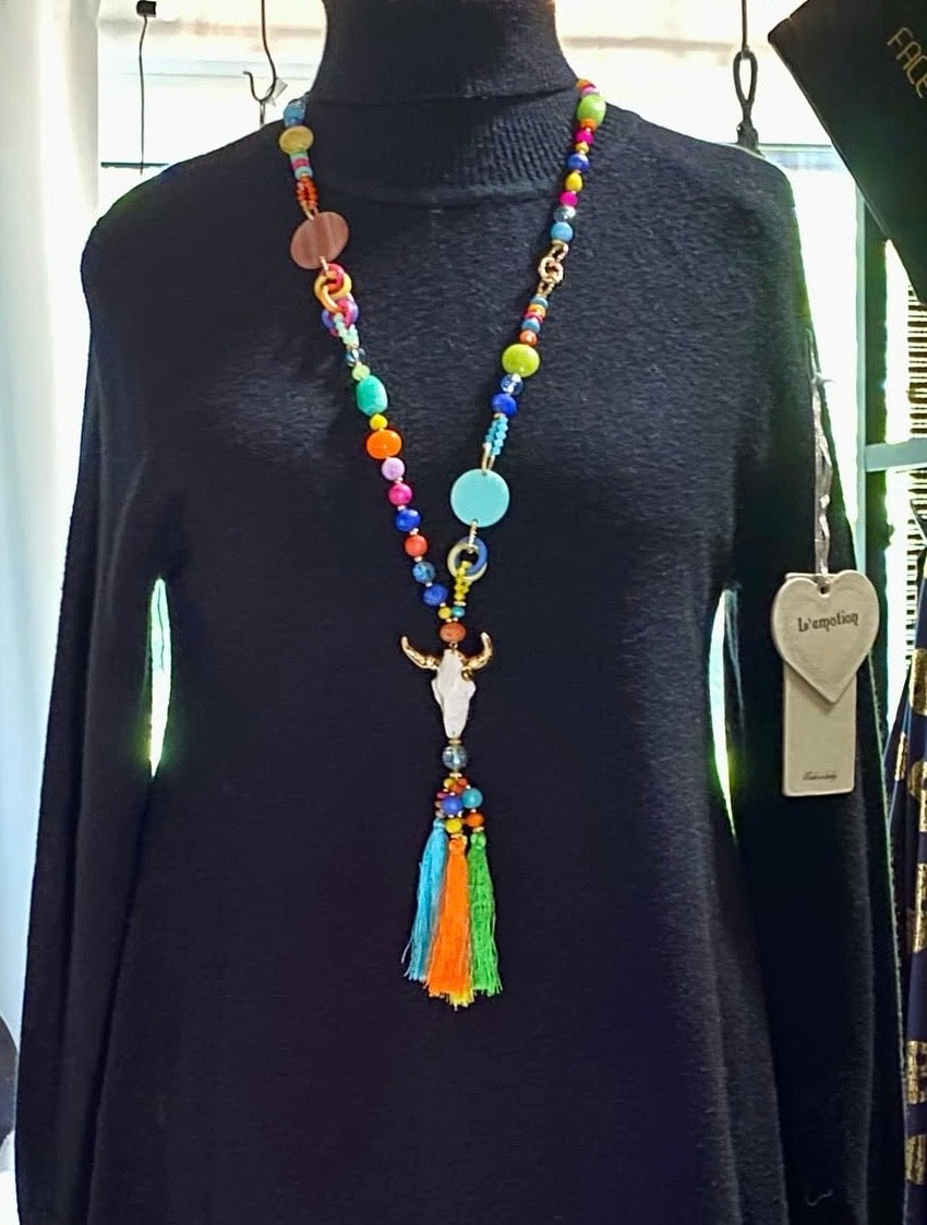 Bunte lange Halskette