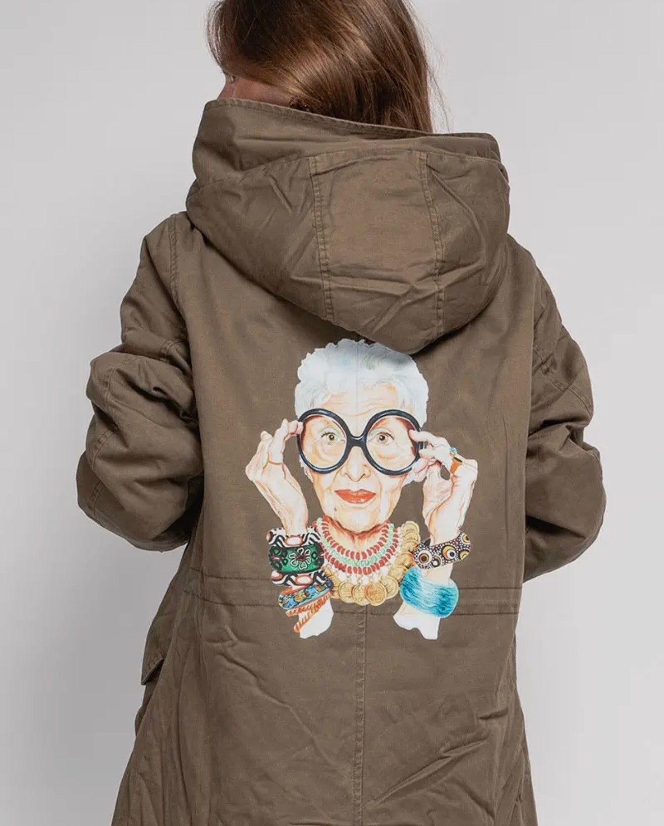 Damenparka khaki/braun mit Motiv